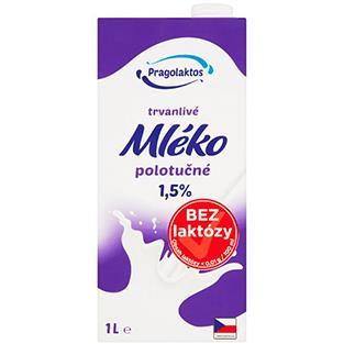Bez laktózy - Mléko trvanlivé 1l (1,5%)